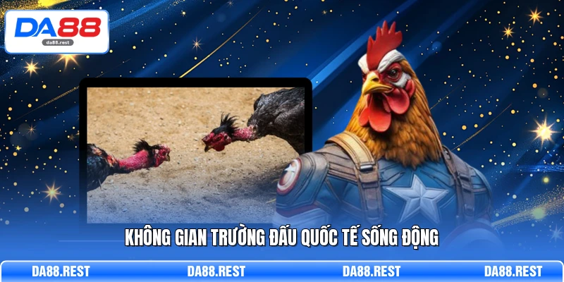 Đá Gà DA88 - Trải Nghiệm Hình Ảnh Sắc Nét Đến Từng Giây 2 Không gian trường đấu quốc tế sống động
